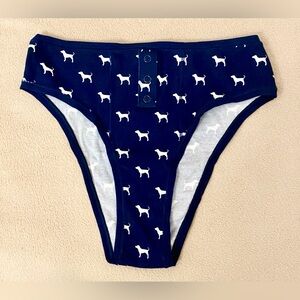PINK Victoria’s Secret Navy White Dog Print Cotton Blend Cheeky Panty Size M